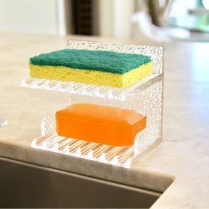 Sysler Acrylic Sponge Holder, Soap Holder, Soap Dish Soap Saver for Kitchen Bath